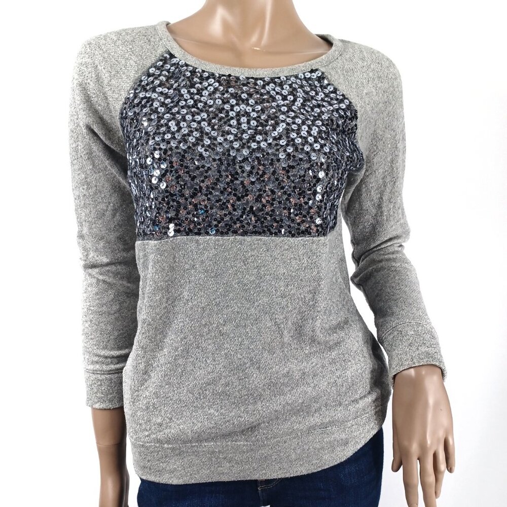 EXPRESS Sweatshirt Glamour Sequins French Terry LS XS